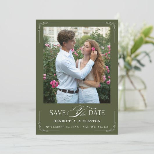 Zeitlose Elegance Save The Date (Stehend Vorderseite)