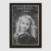 Zeitlose Elegance Schwarz & Gold New Year Foto Car Magneteinladung (Vorderseite)