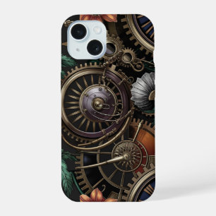 Zeitlose Elegance Steampunk Floral Mechanics iPhone 15 Hülle