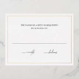 Zeitlose Elegant Wedding Foil RSVP Card Folie Einladungspostkarte