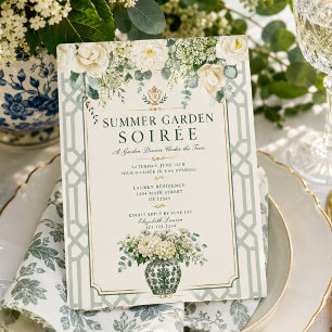 Zeitlose elegante Gartenparty-Hortensien-Einladung Einladung