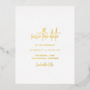 Zeitlose Elegante Hochzeit Save the Date Folie Einladungspostkarte