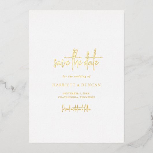 Zeitlose Elegante Hochzeit Save the Date Folieneinladung (Vorderseite)