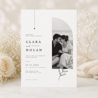 Zeitlose elegante Hochzeitseinladung mit Fotolayou Einladung