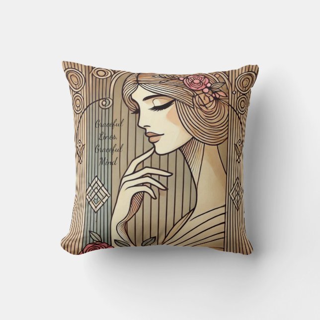 Zeitlose Elegante Vintage Frauenwerbung Kissen (Vorderseite)