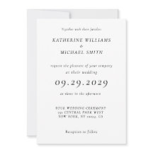 Zeitlose elegante weiße Hochzeitseinladungen