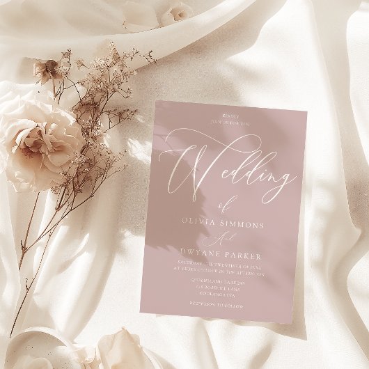 Zeitlose Eleganz: Dusty Pink Blush Moderne Hochzei Einladung