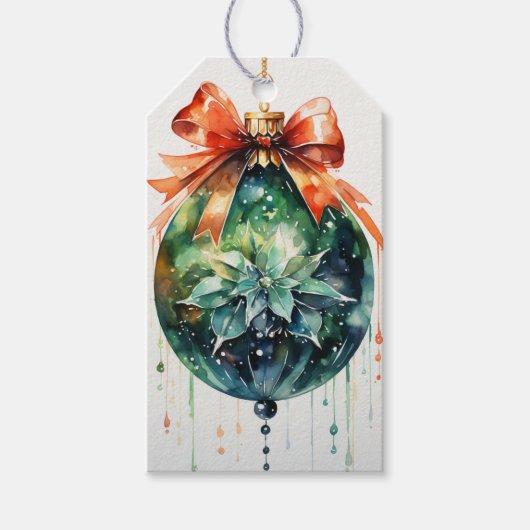 Zeitlose Eleganz: Eine Fusion rot und grün Geschenkanhänger (Vorderseite)