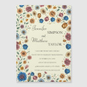 Zeitlose Eleganz: Pressierte Blume für Hochzeiten Magneteinladung (Vorderseite)