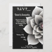 Zeitlose Eleganz: Schwarz & Silber Blossom Hochzei Einladung (Vorderseite)