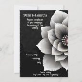 Zeitlose Eleganz: Schwarz & Silber Blossom Hochzei Einladung (Vorderseite)