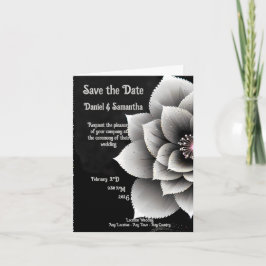 Zeitlose Eleganz: Schwarz & Silber Blossom Hochzei Einladung