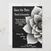 Zeitlose Eleganz: Schwarz & Silber Blossom Hochzei Einladung (Vorderseite)