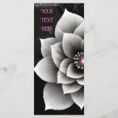 Zeitlose Eleganz: Schwarz & Silber Blossom Hochzei Menükarte (Rückseite)