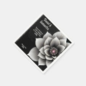 Zeitlose Eleganz: Schwarz & Silber Blossom Hochzei Serviette (Ecke)