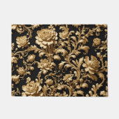 Zeitlose Eleganz: Schwarze und goldene Flora Fußmatte (Vorderseite)