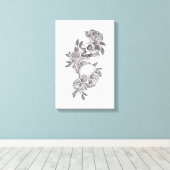 Zeitlose Eleganz: Skulls & Rose Leinwanddruck (Insitu (Holzboden))