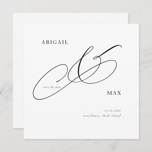 Zeitlose Eleganz Square Hochzeit retten Datum Save The Date (Vorne/Hinten)