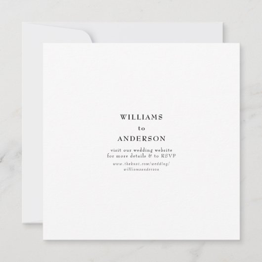 Zeitlose Eleganz Square Hochzeit retten Datum Save The Date (Rückseite)