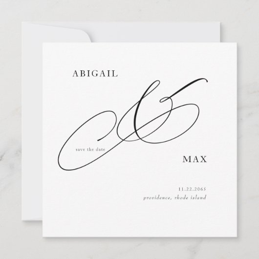 Zeitlose Eleganz Square Hochzeit retten Datum Save The Date (Vorderseite)