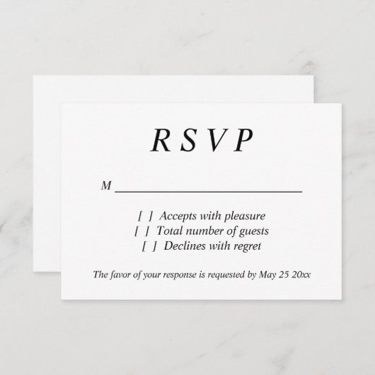 Zeitlose Eleganz UAWG Hochzeitskarten RSVP Karte (Vorne/Hinten)