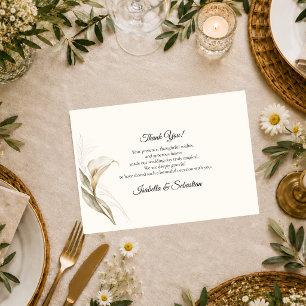 Zeitlose Elfenbein-Kalla-Wedding Dankeskarte