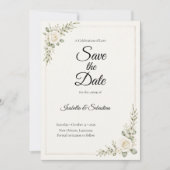 Zeitlose Elfenbein-Rosen-Minimalismus-Hochzeit Save The Date (Vorderseite)