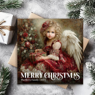 Zeitlose Engel-Victorianische Weihnachtsgrußkarte Feiertagskarte