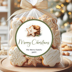 Zeitlose Erdig-Weihnachtliche Personalisierte Name Runder Aufkleber