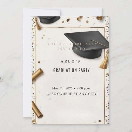 Zeitlose Errungenschaft: Elegante Graduierungspaus Einladung (Vorderseite)