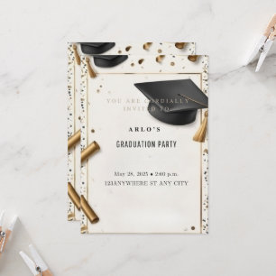 Zeitlose Errungenschaft: Elegante Graduierungspaus Einladung
