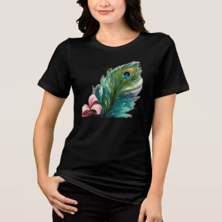 "Zeitlose Erzählkunst - Minimalistische Feder-T-Sh Tri-Blend Shirt