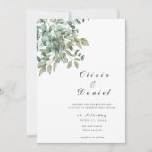 Zeitlose Eukalyptus-Grüne Einladung zur Hochzeit (Vorderseite)