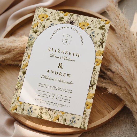 Zeitlose Florale Bogenhochzeit Einladung
