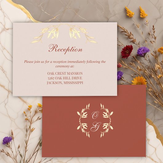 Zeitlose, florale rustikale Hochzeitsempfehlung Begleitkarte