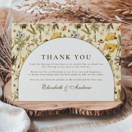 Zeitlose Florale Torbogen-Hochzeit Dankeskarte