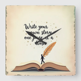 Zeitlose Geschichte - Jeder Moment ist eine neue S Quadratische Wanduhr