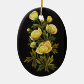 Zeitlose Globeflower Oval-Verzierung Keramik Ornament (Vorne)
