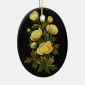 Zeitlose Globeflower Oval-Verzierung Keramik Ornament (Hinten)