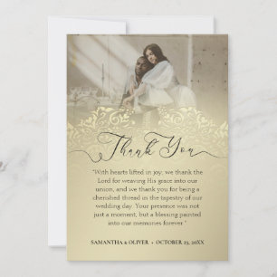 Zeitlose `Gold Damask Vielen Dank Hinweis Dankeskarte