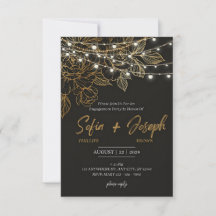 Zeitlose Gold- und Elfenbein-Hochzeitseinladung