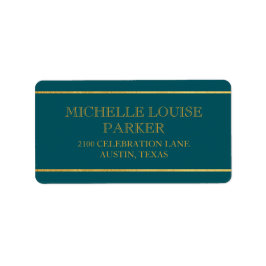 Zeitlose Goldminze Aquamarin Personalisiert Adressaufkleber