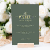 Zeitlose, grüne und buttergelbe Hochzeit Einladung