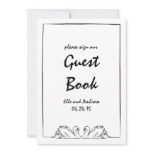 Zeitlose Hand Drawn Swan Wedding Gästebuchsignatur