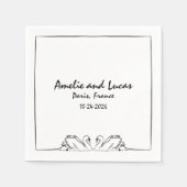 Zeitlose handgeschriebene Swan Illustration Hochze Serviette (Vorderseite)