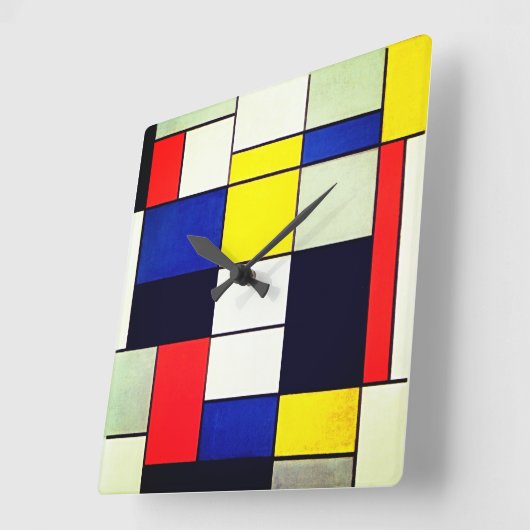 Zeitlose Harmonie Mondrian-Inspiriert Kunstdrucker Quadratische Wanduhr (Winkel)
