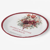 Zeitlose Herbst-Marone-Blumen-Hochzeitspapiertelle Pappteller (Schrägansicht)