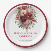 Zeitlose Herbst-Marone-Blumen-Hochzeitspapiertelle Pappteller (Vorderseite)