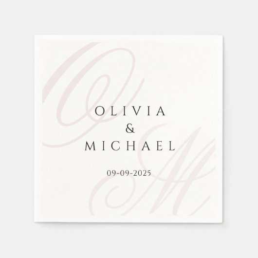 Zeitlose Hochzeit mit Napkins-Individuellen Namen  Serviette (Vorderseite)