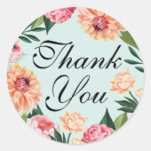 Zeitlose Hochzeit von Aquarellblumen Vielen Dank Runder Aufkleber (Vorderseite)